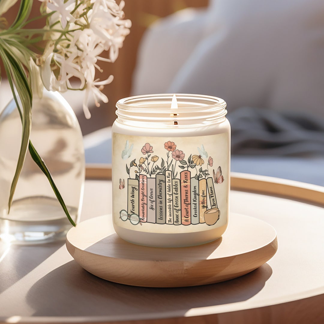 Custom Bookshelf Candle Bookish Candle Bookworm Booklover Gift Literary Candle Book Inspired