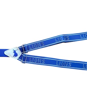 ヴィンテージ デトロイト ライオンズ サスペンダー – レトロクリップスタイルのフットボールファンギア、ブルーの調節可能なNFLアクセサリー、米国製