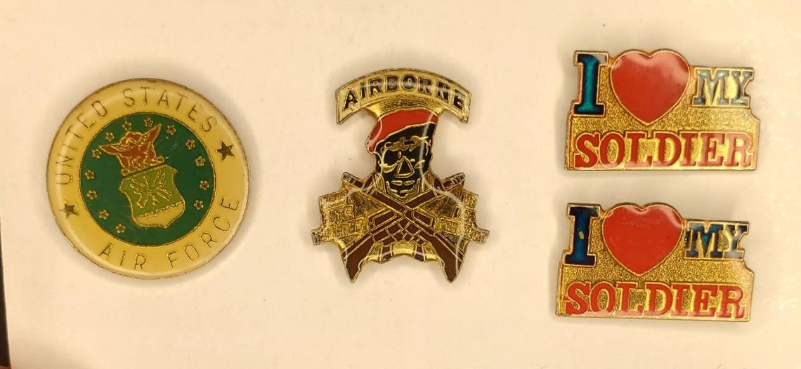 Vintage Enamel Pins // I Love My Soldier // Airborne // United States ...