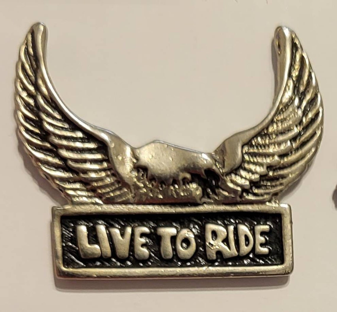 Vintage Enamel Pins // Set of 4 // Motorcycle Biker Pins // Bald Eagle ...