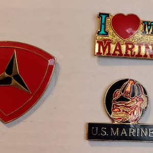 Vintage Enamel Pins // I love my Marine // America // United States Marine // American Patriots // True Vintage Metal pins // NOS VTG Rare
