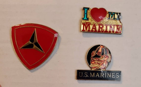 Vintage Enamel Pins // I love my Marine // Americ… - image 1