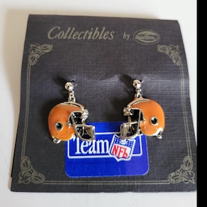 Vintage Cleveland Browns NFL Helmet Earrings – Hand-Painted Collectible by Raintree, Made in USA // Retro NOS Collectible Browns Earrings
