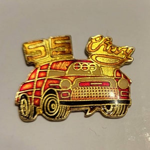 Vintage Enamel Pins // Set of 1  // 1955 Chevy classic car // Antique Classic Car // True Vintage Metal pins // NOS VTG Deadstock Rare find!