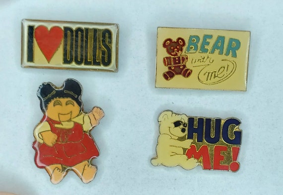 Vintage Enamel Pins // I Love Dolls // Girls Doll 