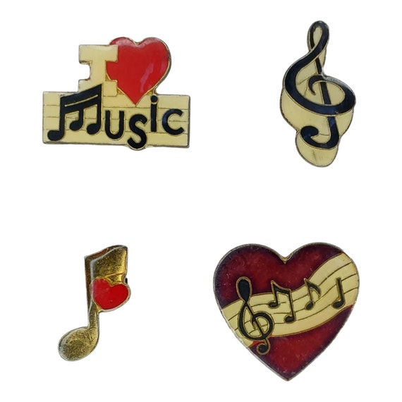 Vintage Enamel Music Pins // Music Notes // I lov… - image 1