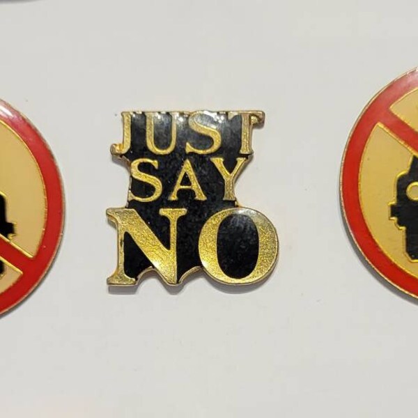 Vintage Enamel Pins // Set of 3 // No Drinking and Driving // Just Say No // MADD // Don't Drink and Drive // True Vintage Metal pins //