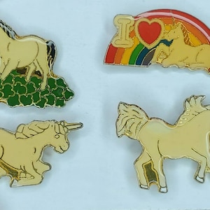Vintage Enamel Unicorn Pins // Retro Unicorns Pins // Mythical Magical  Creatures // True Vintage Metal pins // NOS VTG // Rare Old Pins