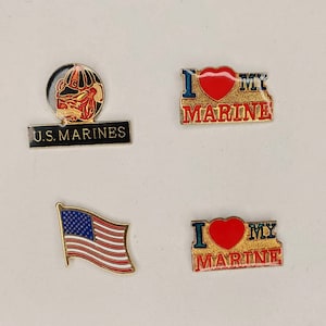 Vintage Enamel Pins // I love my Marine // America // United States Marine // American Flag // True Vintage Metal pins // NOS VTG Rare