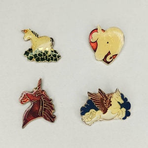 Vintage Enamel Unicorn Pins // Retro Unicorns Pins // Mythical Magical  Creatures // True Vintage Metal pins // NOS VTG // Rare Old Pins