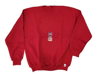 Vintage 80's Russell Athletic USA Made Solid RED Crewneck Pullover