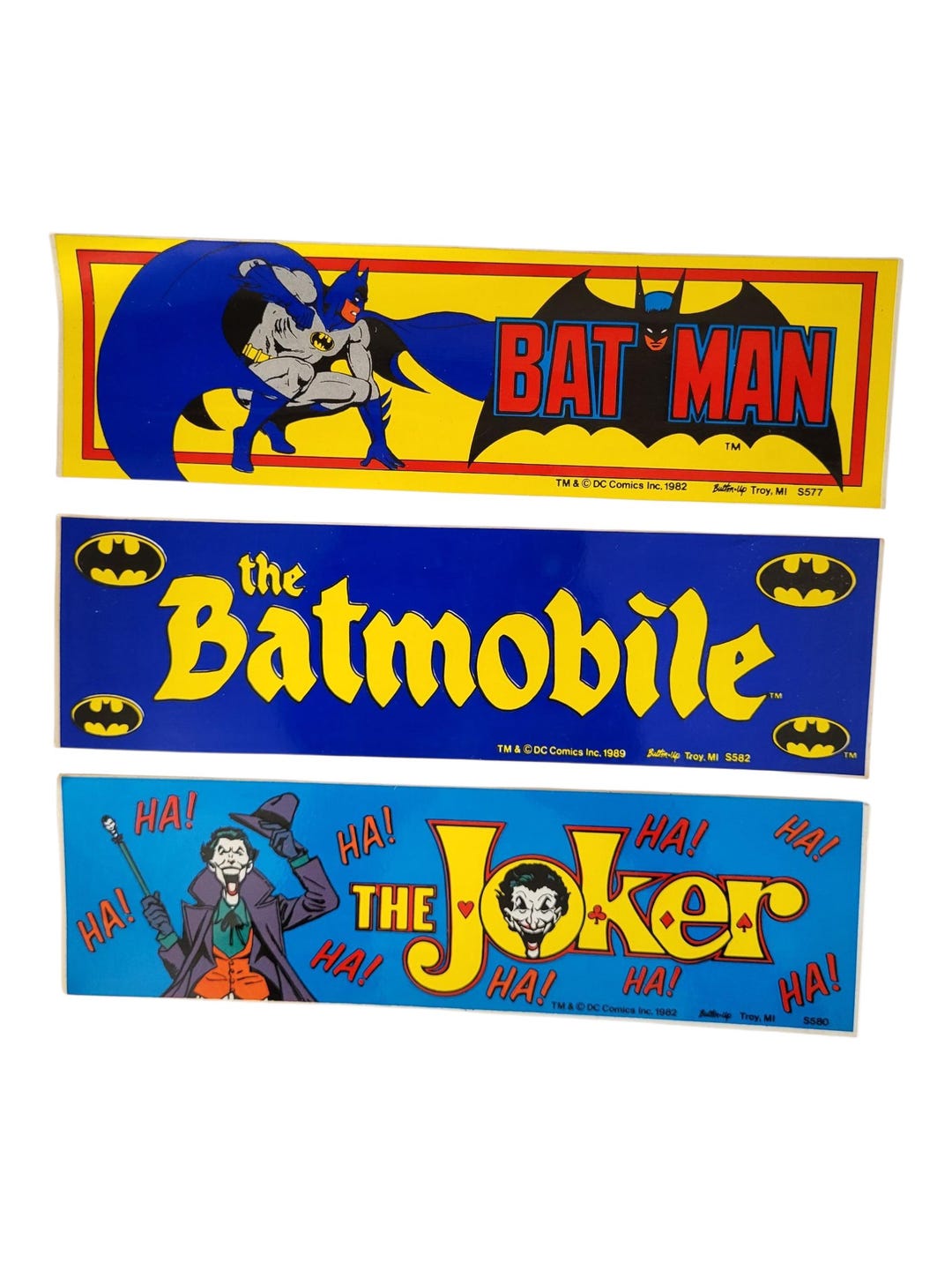 Vintage 1980s DC Comics Sticker Set of 3 – Batman, Batmobile & Joker ...