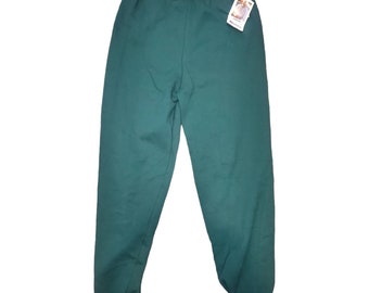 Vintage 90s Russell Athletic NuBlend Sweatpants | Made in USA | Forest Green | New Old Stock | Elastic Cuffs | Unisex Lounge | Men's XXL
