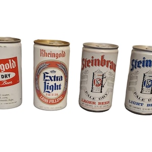 Vintage Beer Can Lot // lot of 4 // rusty dusty old cans // decor mancave // Rheingold Extra Dry Extra Light Steinbrau Lager and Light 173