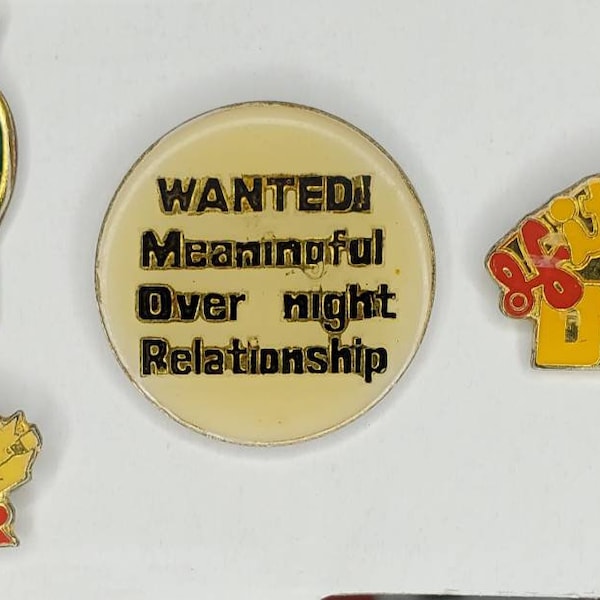 Vintage Enamel Pins // Am I a fox or what? // High Voltage Lover // If it feels good do it // wanted meaningful overnight relationship