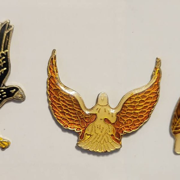 Vintage Enamel Bird Pins //  Wild Birds of Prey Pins // Hawk - Golden Eagle - Falcon - Albatross //True Vintage Metal pins // NOS VTG Rare