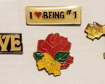 Vintage Enamel Pins // Love // Number 1 Mom // I Love Being Number