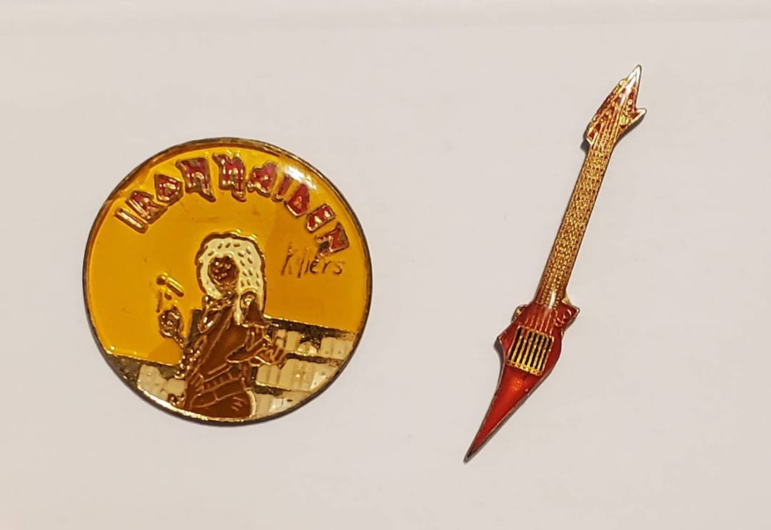 Vintage Enamel Pins // Iron Maiden // Electric Guitar // Killers Steve