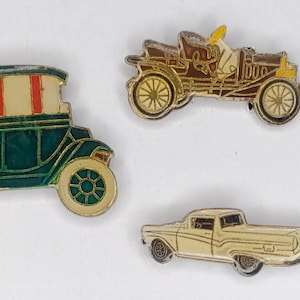 Vintage Enamel Pins // Set of 3 //  Classic Cars // Vintage Classic Car set // Rare Retro Pins // True Vintage Metal pins // NOS VTG 69