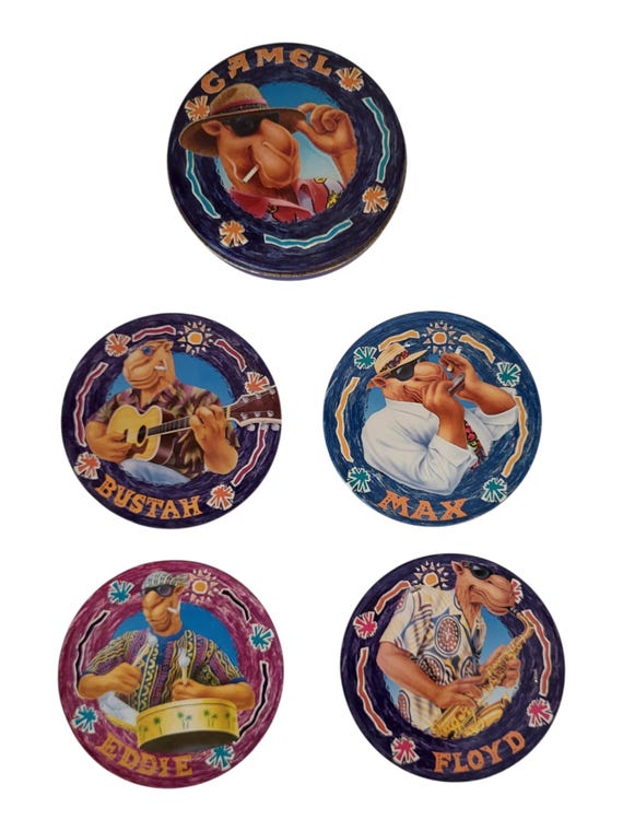 cigarette coaster Vintage 1994 Camel Joe Coaster Set – Camel Cigarettes Music Series Coasters  – Joe Camel Collectibles – Set of 4