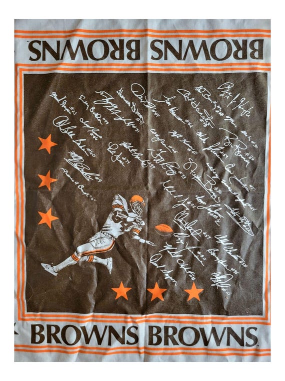 Vintage 1990 Cleveland Browns Bandana – NFL Collector's Series Edition III with Player Signatures // Dawg Pound Cleveland Sports Retro