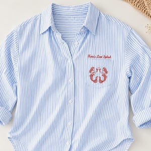 Custom Bachelorette Button Down Shirt, Last Splash Bachelorette Shirt, Embroidered Beach Bach Shirt, Coastal Cowgirl Bachelorette
