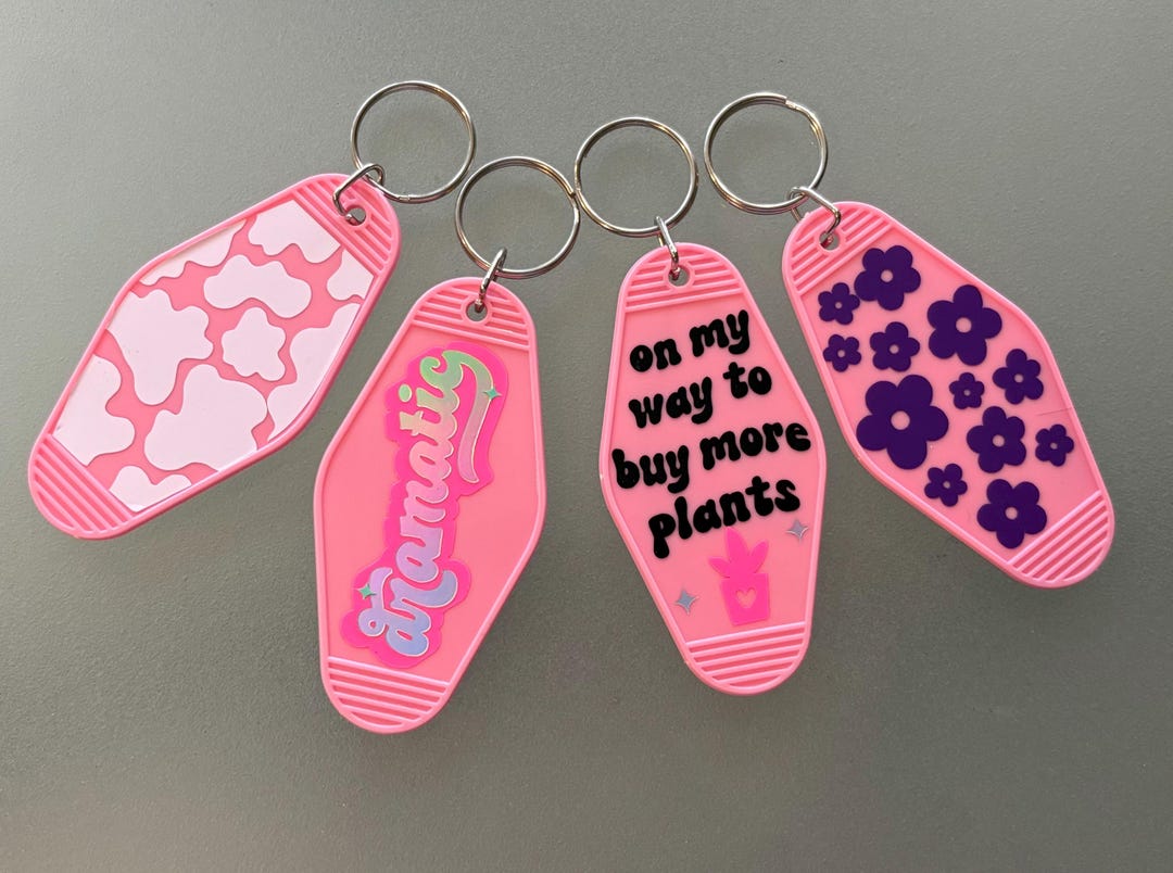Pink Keychains Pink Keychains, Double Sided Designs With Silver Hardware. - Etsy
