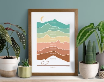 Wasatch Mountain Elevations Art Print | Salt Lake City | Park City Art | Mount Timpanogos, Nebo, Twin Peaks, Mount Olympus, Pfeifferhorn
