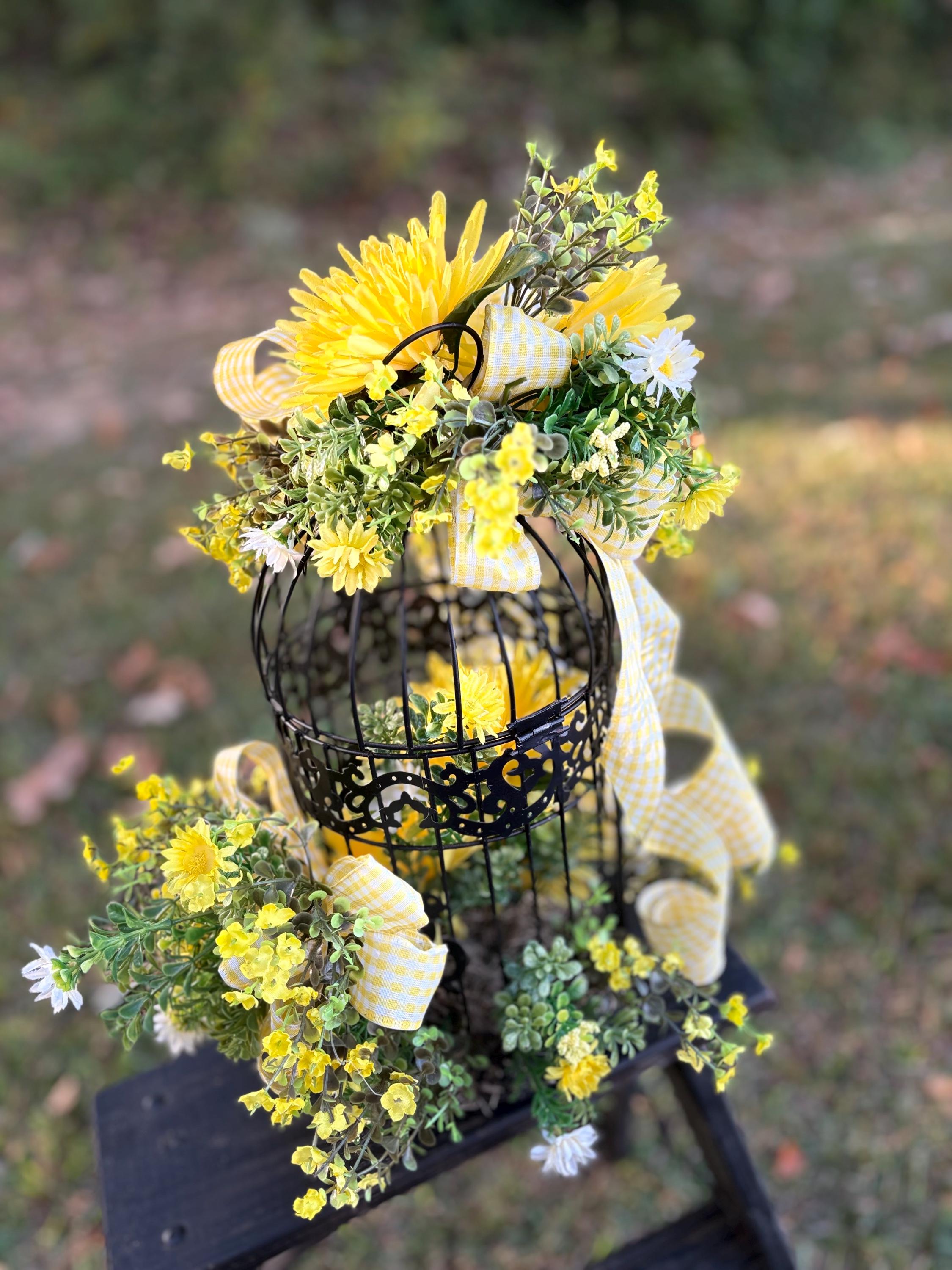 Yellow checkered board bird cage - Thumbnail 3