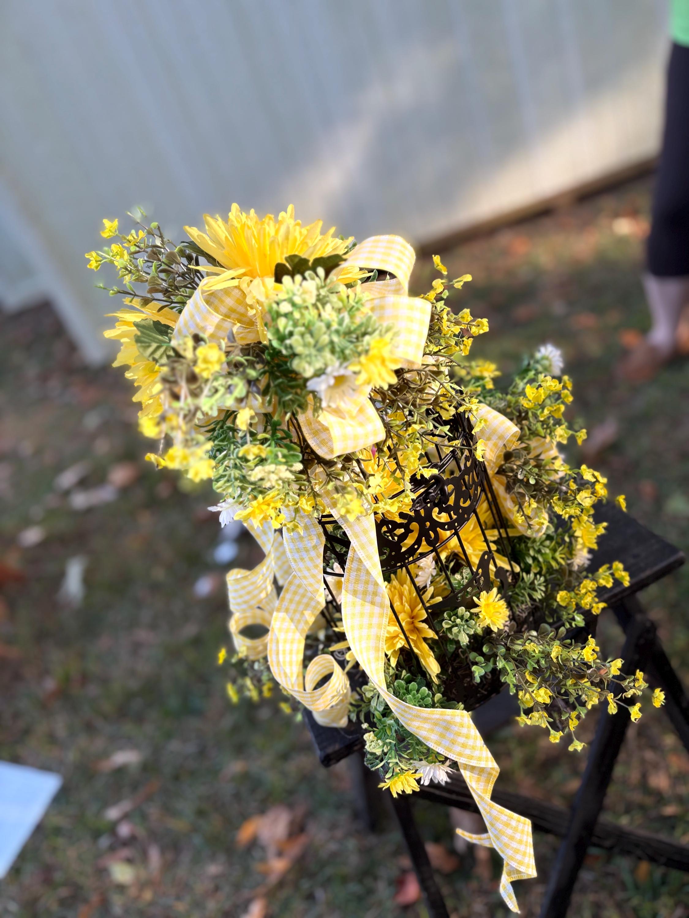 Yellow checkered board bird cage - Thumbnail 4