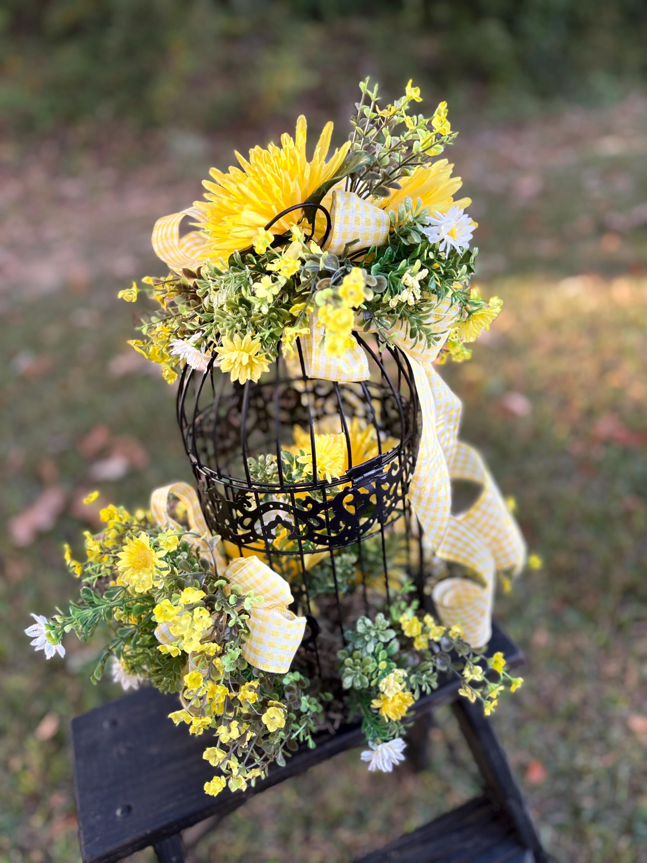 Yellow checkered board bird cage - Thumbnail 2