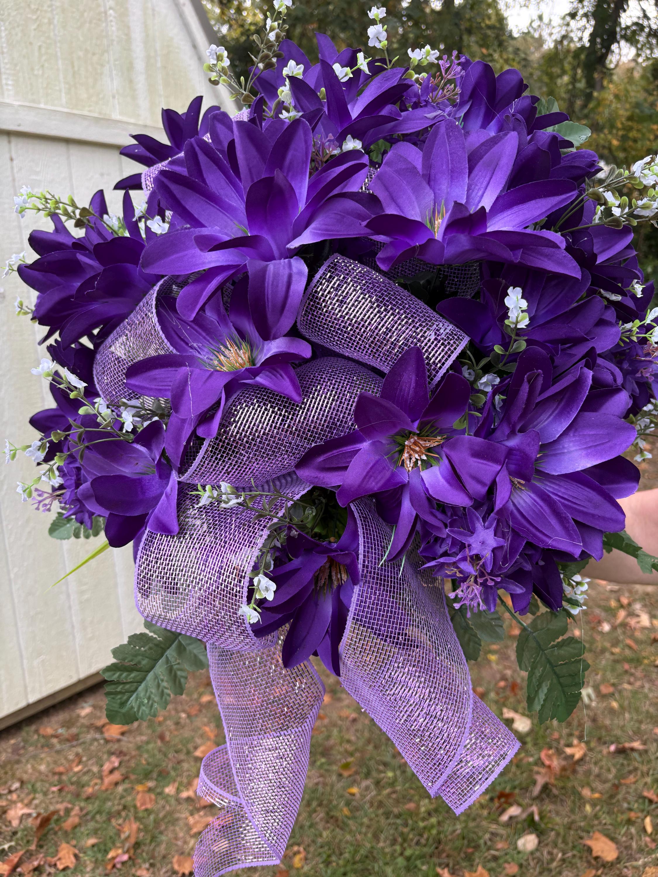 Dark Purple Dahlia Mausoleum Cemetery flower - Image 1