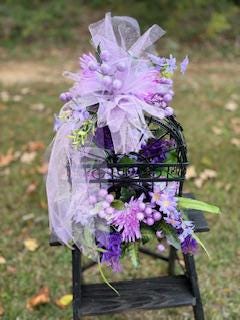 purple floral bird cage decoration - Thumbnail 2