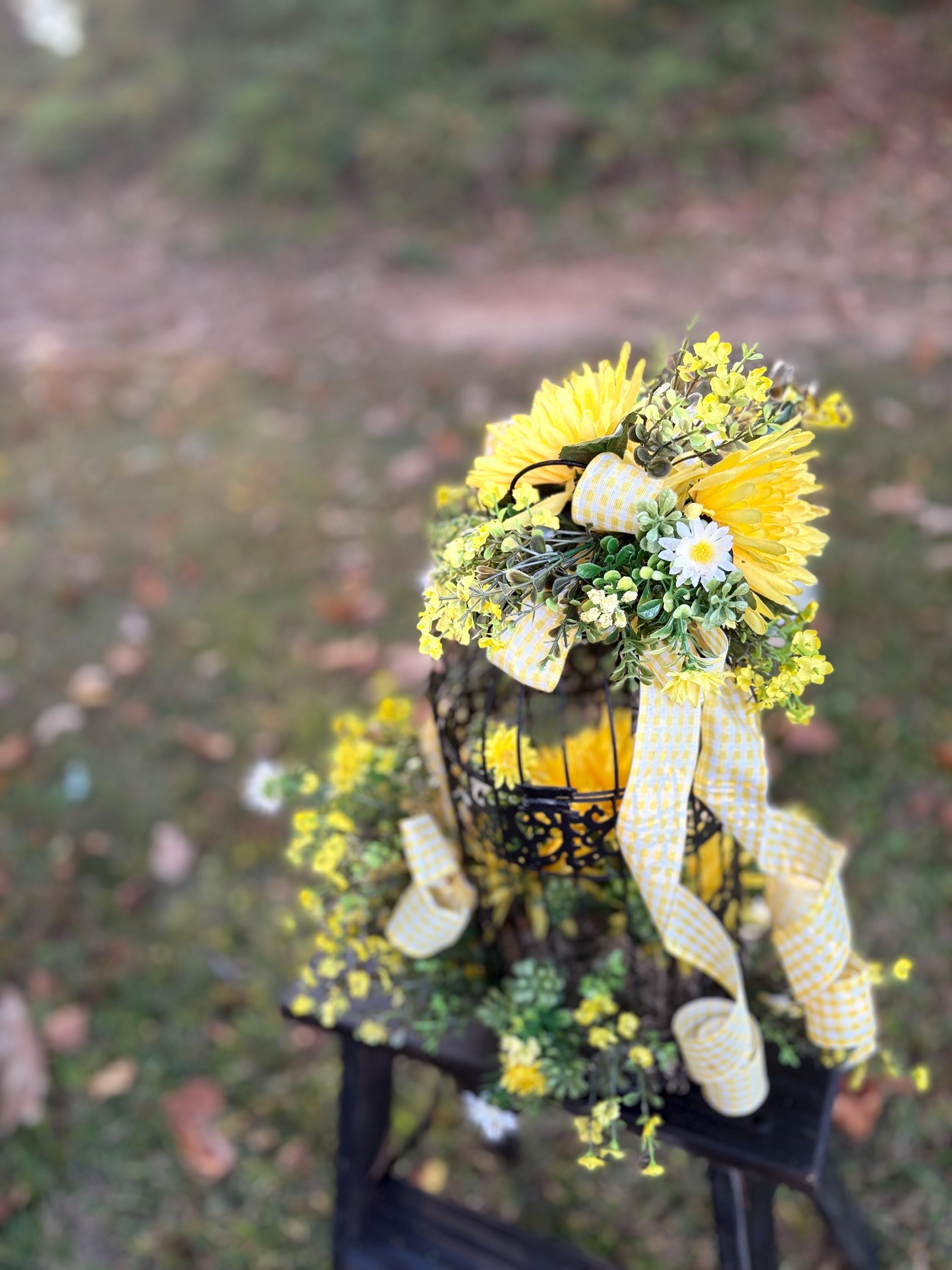 Yellow checkered board bird cage - Thumbnail 5