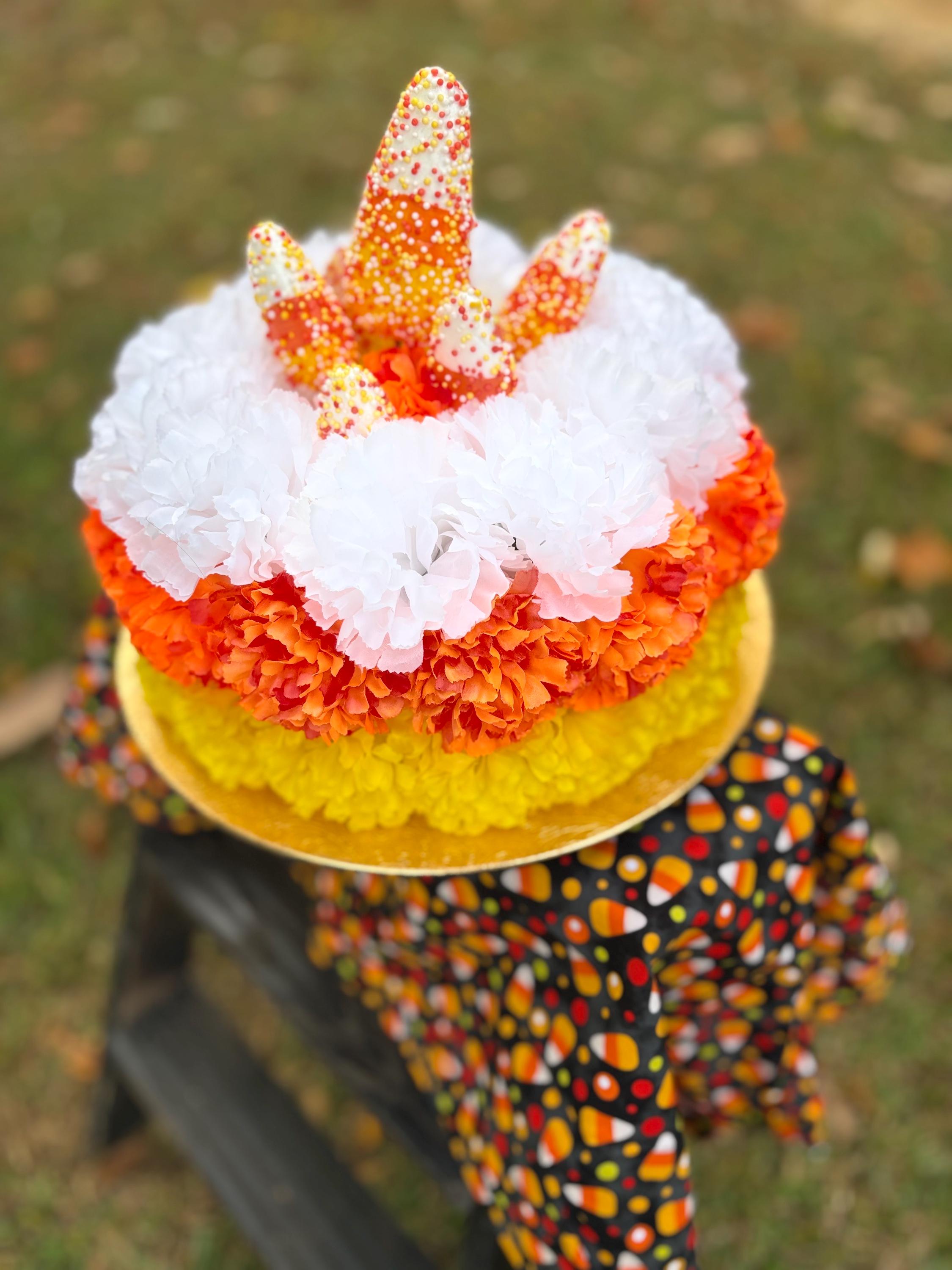 Candy Corn Floral Cake with place mat - Image 1