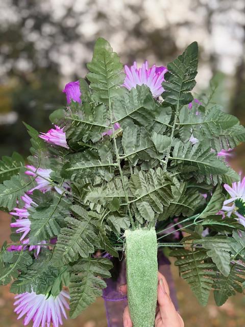 Purple Spider Mum Mausoleum Cemetery Flower - Thumbnail 3