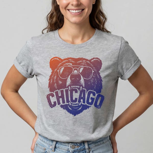 Chicago Trendy Football GameDay Shirt, Men's and Women's XS-3XL, Bear Mascot, Soft, Lightweight
