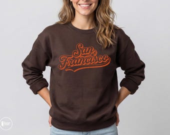 San Francisco Baseball Crewneck Sweatshirt, Minimal Vintage Style, Unisex Game Day Gift
