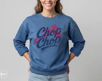 Atlanta Baseball Crewneck Sweatshirt, Minimal Vintage Style, Chop Chop ATL, Unisex Game Day Gift
