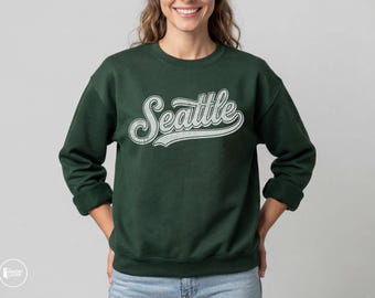 Seattle Baseball Crewneck Sweatshirt, Minimal Vintage Style, Unisex Game Day Gift