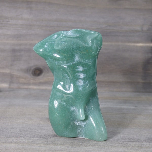 Green Aventurine Man Body Carving, Crystal Carving, Man Silhouette Carving, Body Carving, Indian Jade, Aventurine Quartz, Natural Stone