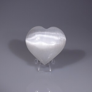 White Selenite Crystal Heart Palmstone | Carved Gypsum | Satin Spar Stone, Charging Crystal |
