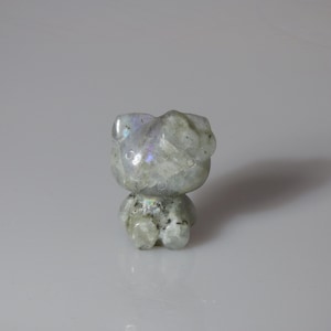 Labradorite Crystal Cat with Bow Carving, Spectrolite Popular Cat Figurine, Labrador Spar | Crystal for Transformation | 25 grams