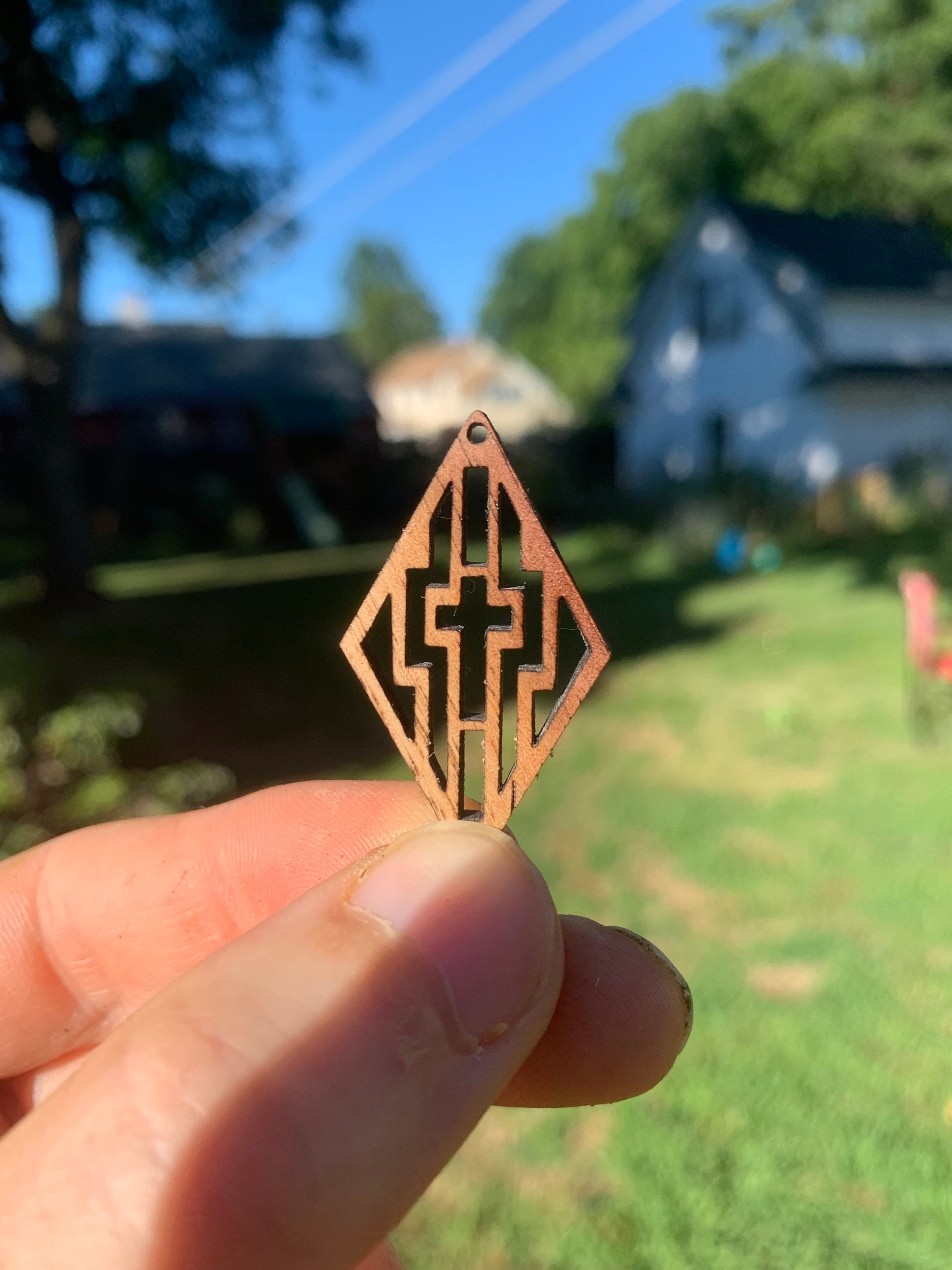 Wooden Cross Earrings Aztec Style Black Walnut Etsy