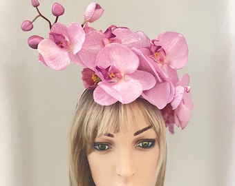 Pink Orchid Fascinator Headband Wedding Melbourne Cup Spring Racing