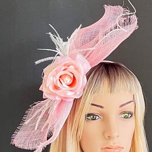 Pink Fascinator, Floral Headband, Sculpted Sinamay Mesh Headpiece, Wedding Hat, Melbourne Cup, Handmade Millinery.