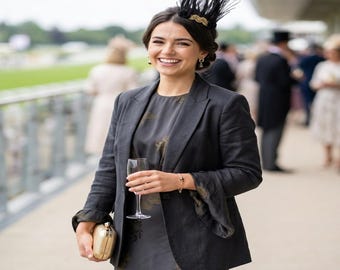 Black Mini Feather Fascinator on Comb Melbourne Cup Wedding Headpiece Spring Racing