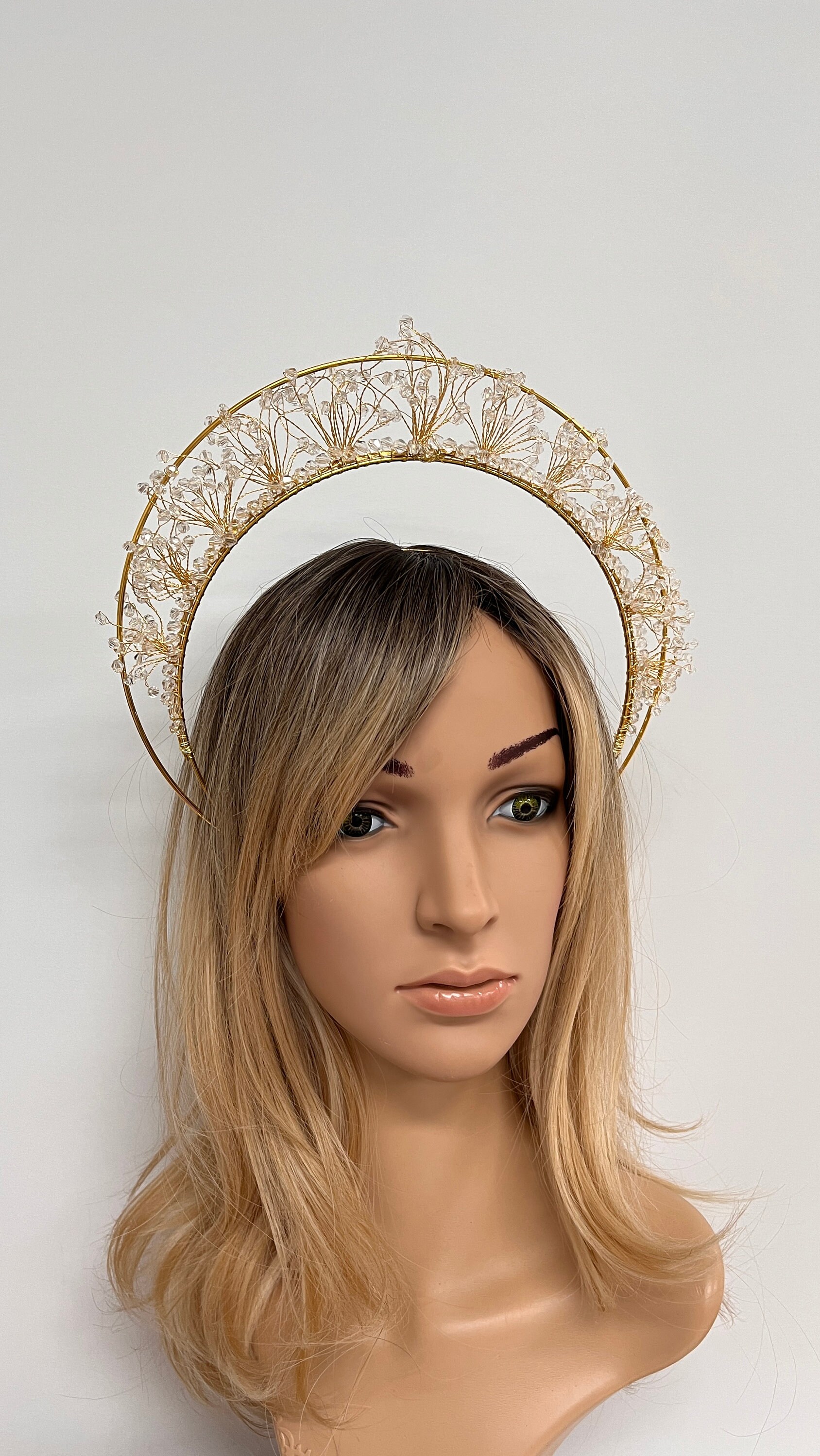 Handmade Gold Fascinator Gold Halo Headband Beaded Etsy