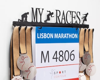 Expositor de medallas y dorsales para carreras, expositor de medallas para tus medallas y dorsales de carrera - Porta medallas de metal