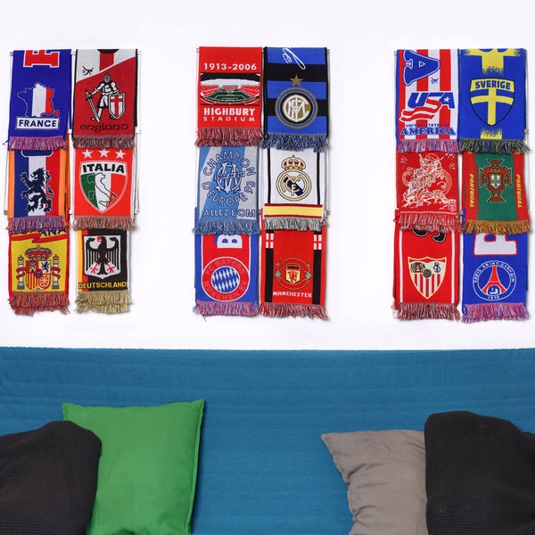 Sport scarfs display rack- Football Soccer scarves display Holder-Support d'écharpe - Estante de bufanda de fútbol- Porta sciarpa da calcio